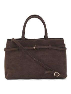 MY BEST BAG Made In Italy Suede Belted Satchel